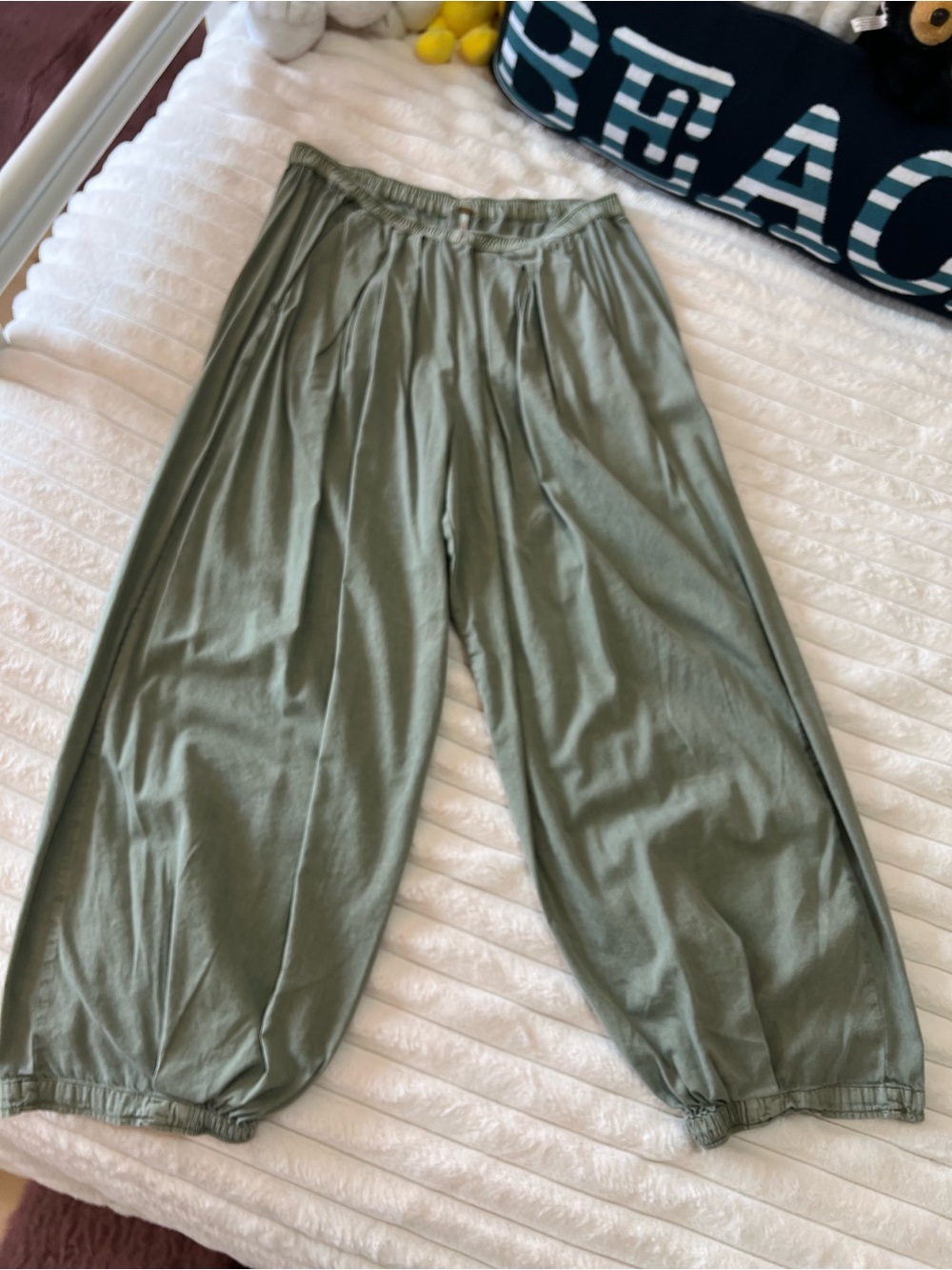Free People Olive Green Wide-Leg Joggers